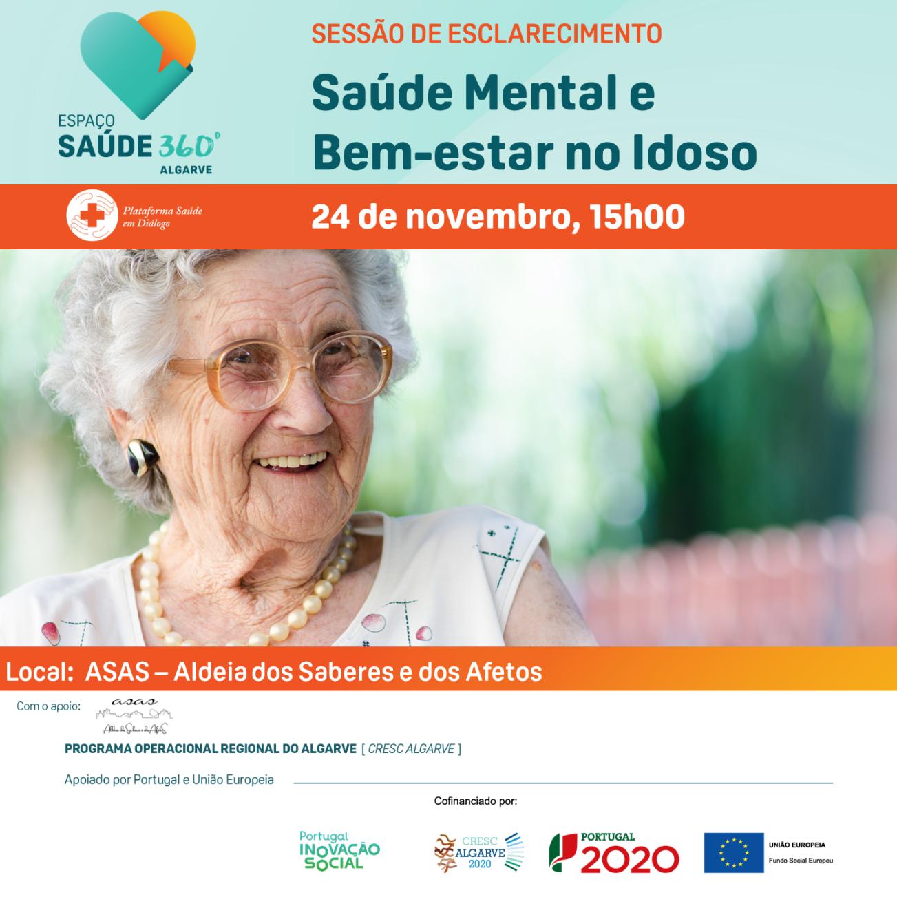 Espaço Saúde 360º Algarve promove sessão informativa sobre Saúde Mental e Bem-estar no Idoso no município de Loulé