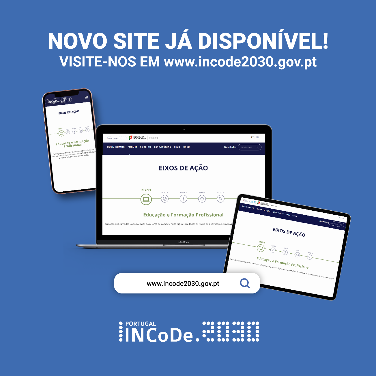 INCoDe.2030 lança novo site com menus dedicados ao Roteiro de Capacitação Digital e à Igualdade de Género