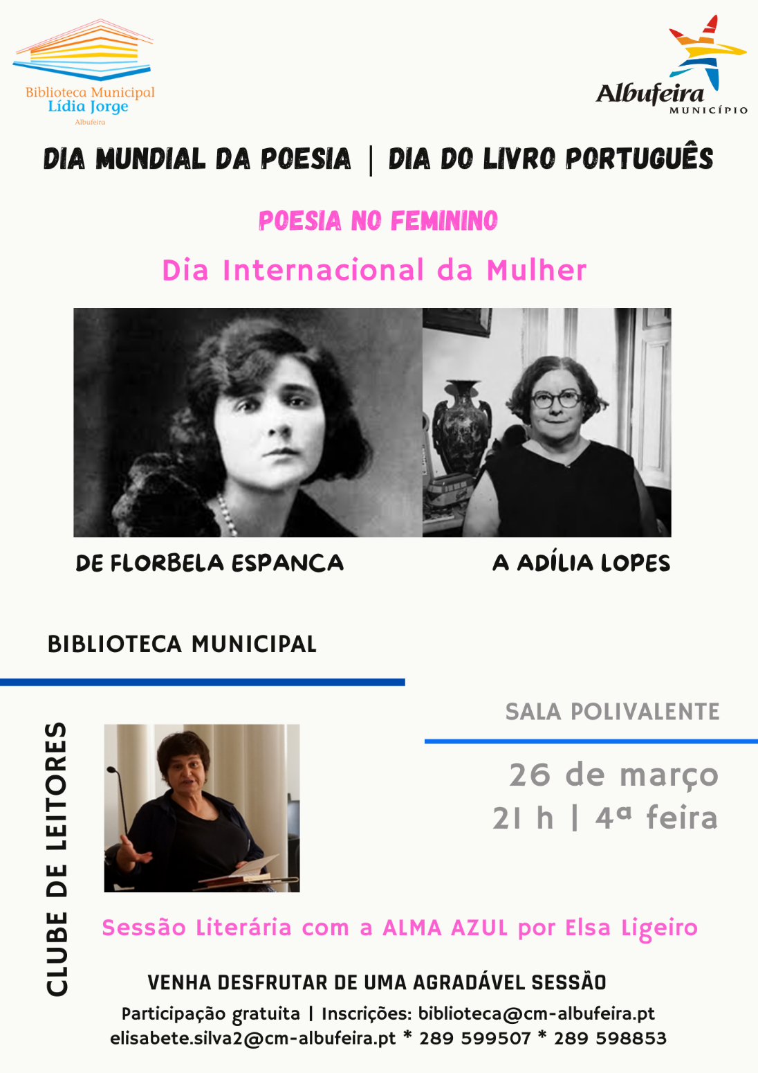 Comemorações do Dia Internacional da Mulher, Dia Mundial da Poesia e o Dia do Livro Português