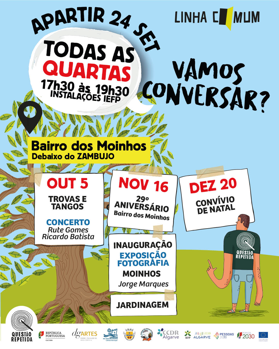 Música ao vivo junto ao zambujeiro: Bairro dos Moinhos recebe concerto “Trovas e Tangos” | LINHA COMUM | Questão Repetida