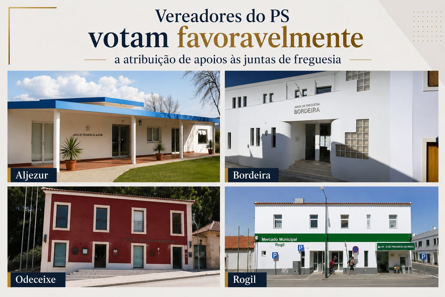 Vereadores eleitos pelo Partido Socialista de Aljezur votam favoravelmente apoios às Juntas de Freguesia