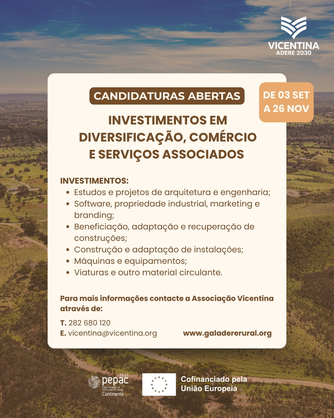 GAL Vicentina ADERE 2030: Novos apoios disponíveis no território