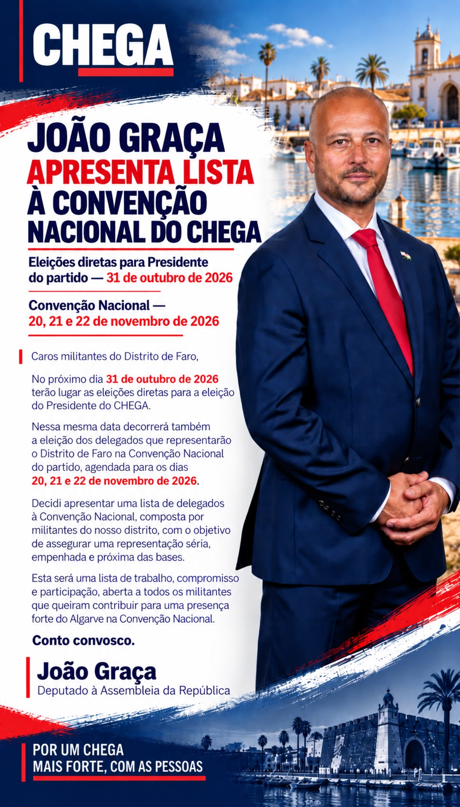 João Graça apresenta candidatura a cabeça de lista dos delegados do Algarve à Convenção Nacional do CHEGA