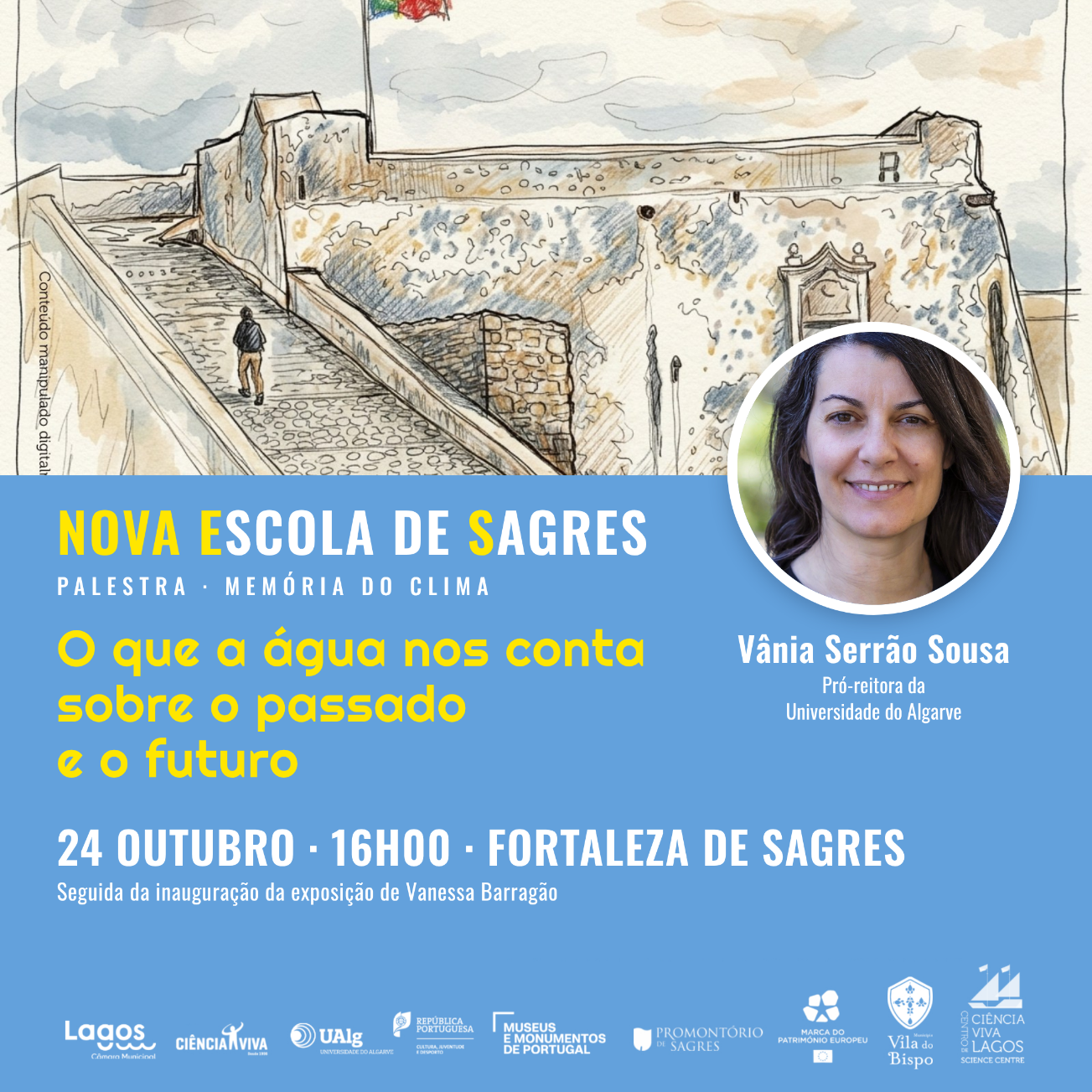Fortaleza de Sagres recebe pró-reitora da UALG para conferência Memória do Clima e inaugura exposição Paisagens de Vanessa Barragão