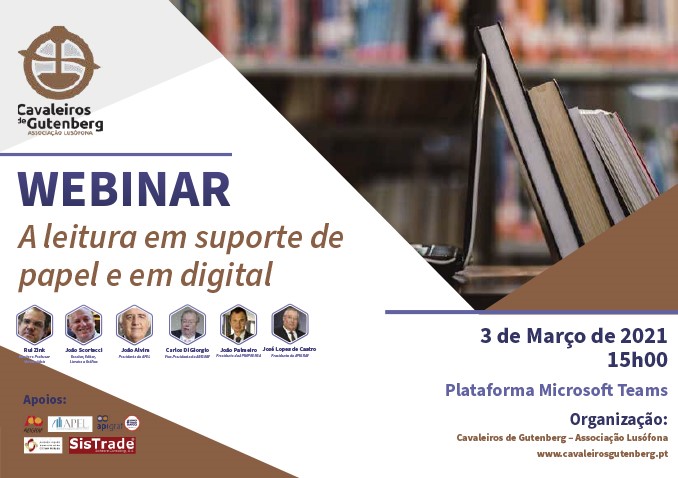 Associação Cavaleiros de Gutenberg promove Webinar "A leitura em suporte de papel e em digital"